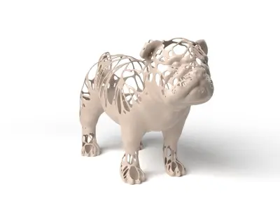 Bulldog Dust Voronoi Low-poly 3D model