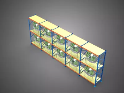 ARRAY ROW SHELF RACK TRAY ROTARY HYDROPONIC PLANT GARDEN TOWER 3D model