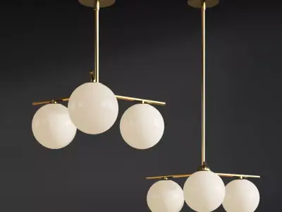Sphere Stem 3 Light Chandelier Westelm 3D model
