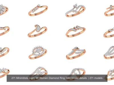 271 Minimilistic Light Wt Women Diamond Ring 3dm render details  3D Model Pack