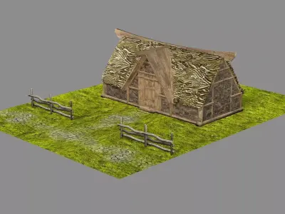Medieval Viking House 09 Game Ready Low-poly 3D Model Low-poly 3D model