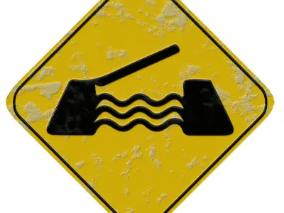 Movable Bridge Warning Traffic Sign 3D model