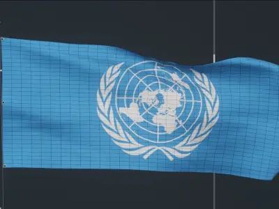 National Flag Pole - Animated 3D model