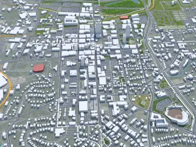 Winston Salem Downtown North Carolina USA Low-poly 3D model