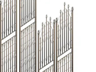 Modular wrought iron fence set Low-poly 3D model