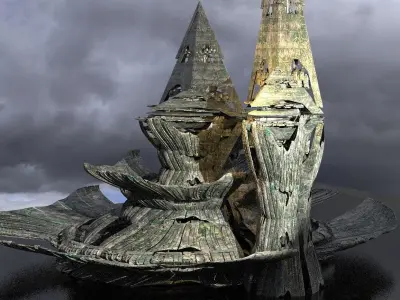 Ancient Alien Flower Temple Ruins  3D model