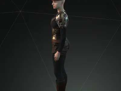 Steampunk rigged character Low-poly 3D model