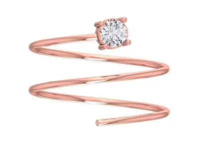 Solitaire Women Spiral Round Stone Band Ring 3D print model purchase