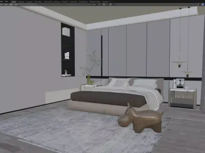 Modern Minimal Master Bedroom 3D model