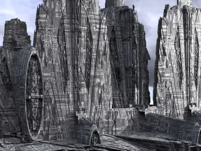 Sci-Fi City dystopia City Ruin High Tech Kit bash 5 3D model