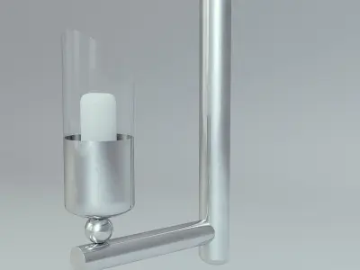 Wall Lamp Single Silver 2 3D model