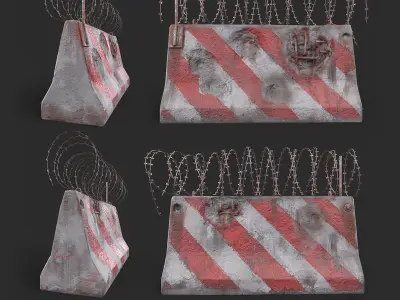 Barricade barbed wire Low-poly 3D model