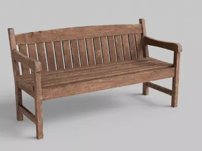 Old Wood Street Bench 3D Model with PBR Texture 3D model