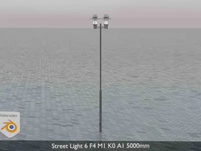 Street Light 6 F4 M1 K0 A1 5000mm Low-poly 3D model