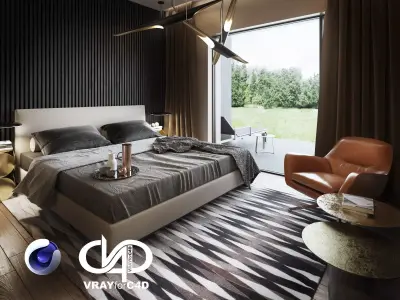 Bedroom Interior Scene for Cinema 4D and Vray 3D model