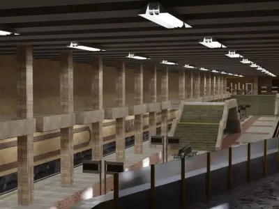 Underground train station Pozniaky Metropolitan Kyiv Ukraine 3D model