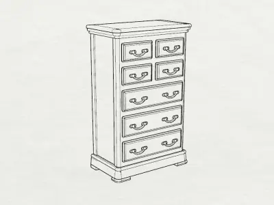 Dolls House Miniature Tall Chest of Drawers 12th Scale 3D print model