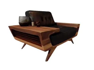Modern Lounge Chair with Integrated Side Table 3D model