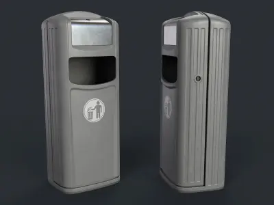 Street Trash Can 35 PBR Game Ready Low-poly 3D model