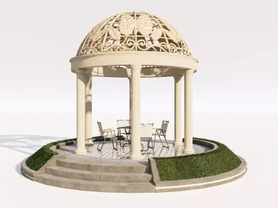 Classical Stone Gazebo  Low-poly 3D model