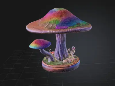 Fantasy Rainbow Mushroom - High-Detail 3D Model Free 3D model