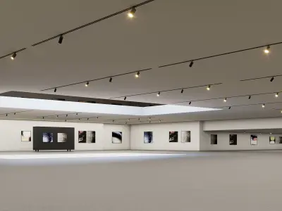 low poly gallery hall 01 Low-poly 3D model