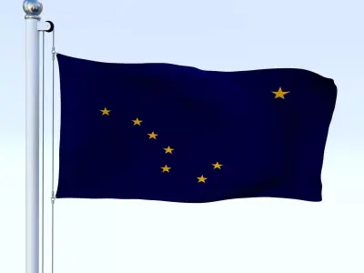 Animated Alaska Flag Low-poly 3D model
