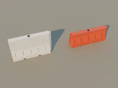 Plastic Jersey Barriers 2 - Traffic Barrier Low-poly 3D model