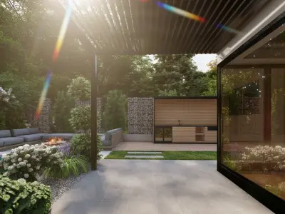 3D Exterior Scene 3D model design garden and landscape 3D  3D model