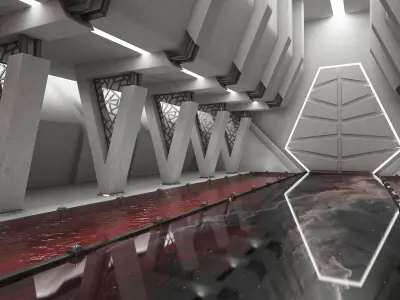 Sci-fi Interior Throne Room Red 3D model
