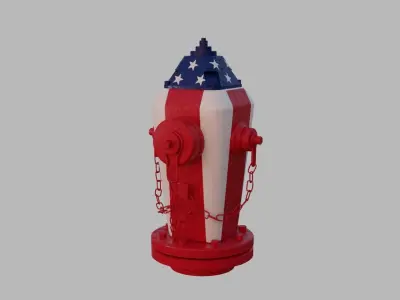 Fire Hydrant 19 - American Flag Patriotic Fireplug 3D model