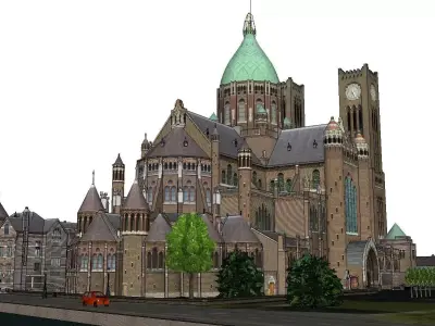 Architecture-Religion-God-Culture-Temple-0241 church with spi... 3D model