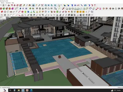 Explore 3D Apartment Houses and Master Plan sketchup model 3D model