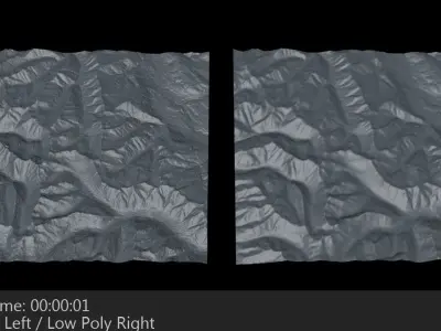 Terrain 2 Mountains and Valley Low-poly 3D model