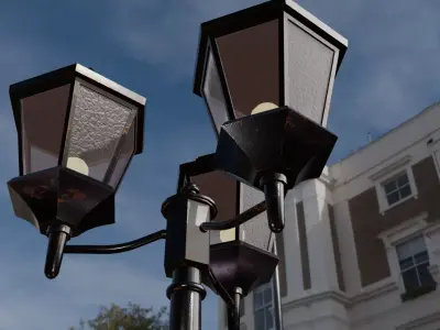 Stylized Game-Ready Street Lamp  Low Poly  PBR  4K Textures Low-poly 3D model