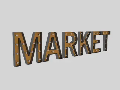 Market Sign With Bulb 3D model