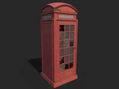 Old Telephone Booth 3D model