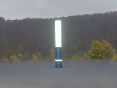 Low-Poly Blue Light Column 30 - Street Light Set-9 Low-poly 3D model