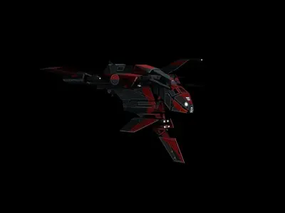 Red Fighter Game Asset 3D model