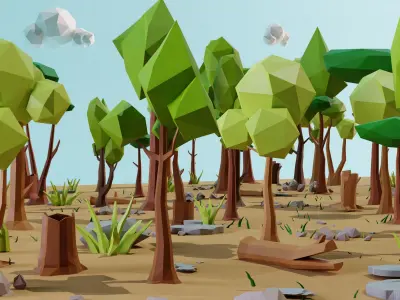 Tree and Trunk kitbash VOL 01 Low-poly 3D model