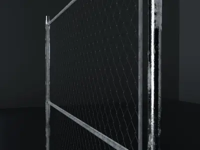 Chain link fence Low-poly 3D model