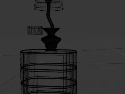 Modern Wooden Table Lamp with Shelf and Switchboard  3D model