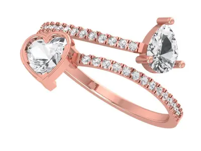 Solitaire Women Light Weight Heart Pear Stone Band Ring 3D print model