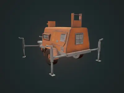 Generator - Light Generator - Orange Generator - Industrial Prop Low-poly 3D model