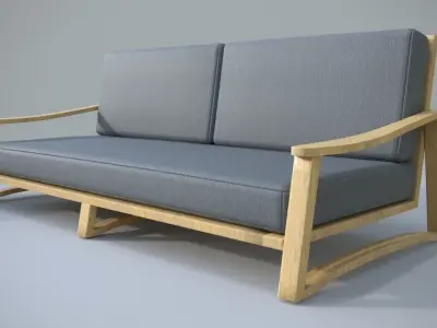 Patio Set wooden lounge chair Free low-poly 3D model