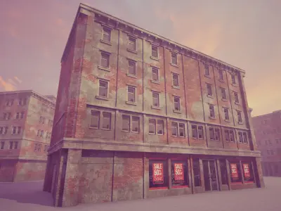 City Building Modular Kit Low-poly 3D model