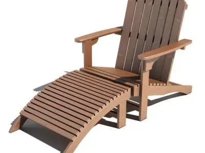 Wooden Deckchair 3D model