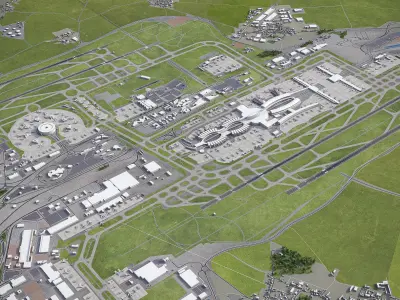 Paris - Charles de Gaulle Airport - CDG Low-poly 3D model