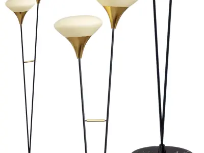 White Glass Shade Floor Lamp 3D model