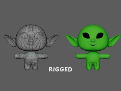 Low-Poly Cartoon Alien 03 Animated  Low-poly 3D model